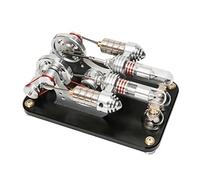 RCARTOYRTR Modello di generatore di motore Stirling, kit motore a due cilindri con motore Stirling ad aria calda con misuratore di tensione e perline lampada a LED, modello di spettacolo didattico e