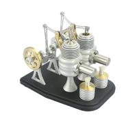 RCARTOYRTR Modello motore Stirling, motore a combustione esterna a doppio cilindro, con travi metalliche, regali per gli appassionati di macchine (versione kit)