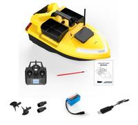 RCARTOYRTR V020 RC Bait Boat, Bait Boats per pesca alla carpa con 40 punti GPS, 3 tramogge e luci, distanza di telecomando 500 m, effetto luminoso, giocattoli e regali per adulti