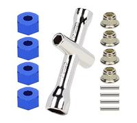 RCAWD Adattatori per ruote esagonali in alluminio da 12 mm e dadi di bloccaggio flangiati M4 per auto 1/10 2WD Traxxas Stampede Slash Rustler RC, Sostituire 1654 3654 (blu navy)