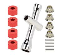 RCAWD Adattatori per ruote esagonali in alluminio da 12 mm e dadi di bloccaggio flangiati M4 per auto 1/10 2WD Traxxas Stampede Slash Rustler RC, Sostituire 1654 3654 (rosso)