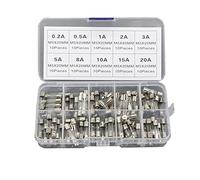 RCGKNNMUZ Fusibile 100 Pezzi 5x20mm Kit Assortiti di fusibili for Tubo di Vetro soffiato rapido fusibili in Vetro soffiato rapido 0,2 A 0,5 A 1 A 2 A 3 A 5 A 8 A 10 A 15 A 20 A 5 × 20