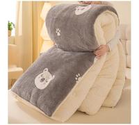 RCGNR Piumino Invernale, Trapunta Invernale in Lana di Agnello, Trapunta in Velluto di Agnello Addensante Invernale, Piumino 4 Stagioni in Piuma, Piumino Reversibile Coperta C,150x200cm/2.5kg