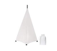 RCGOFOLLOW Custodia per supporto altoparlante con borsa da viaggio inclusa, comoda soluzione di stoccaggio per gli spostamenti, con altezza regolabile del supporto altoparlante, Bianco, 2 lati