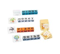 RCGOFOLLOW Gioco di corse di parole veloce con blocchi carte flash, set apprendimento completo, blocchi legno, gioco emozionante, giocattoli per bambini, giocattolo ortografia , senza campana