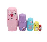 RCGOFOLLOW Incantevole Set di Bambole impilabili a Forma di Coniglietto, 5 Strati, Bambole Russe nidificanti, Decorazioni e Regali Senza Bordi Taglienti. Le matrioska Sono Oggetti Artigianali Fatti a