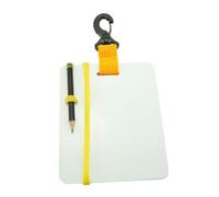 RCGOFOLLOW Lavagna subacquea con clip girevole. La lavagna subacquea consente di scrivere e cancellare facilmente durante le immersioni e di comunicare. con matita, Bianco, Giallo, 18.3x14.7 cm