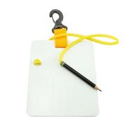RCGOFOLLOW Lavagna subacquea con clip girevole. La lavagna subacquea consente di scrivere e cancellare facilmente durante le immersioni e di comunicare. con matita, Bianco, Giallo, 15.3x12.7 cm