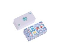 RCGOFOLLOW Set di tessere Mahjong da viaggio in porcellana blu e bianca, mini gioco resistente ai graffi, divertimento per il tempo libero in famiglia, tessere Mahjong portatili, tradizionali cinesi
