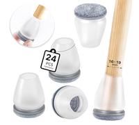 RCHYFEED 24 pezzi Gommini per Sedie, Coprigambe per sedie, Tappi Piedini Silicone(Trasparente), Gommini in Silicone con Feltro, per Proteggere i Pavimenti da Graffi e Rumori (Rotondi 16-19mm)