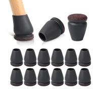 RCHYFEED Gommini per Sedie, 24 pezzi Coprigambe per sedie, Tappi Piedini Silicone(Nero), Gommini in Silicone con Feltro, per Proteggere i Pavimenti da Graffi e Rumori (Rotondi 16-19mm)
