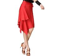 RCIUJEL Gonna da ballo latino irregolare, per salsa, tango, chaCha, liscia, pratica, Rosso, Taglia unica
