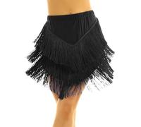 RCIUJEL Ubrand - Gonna da danza latina, da donna, quadrata, irregolare, mezza lunghezza, a V, nero, XX-Large