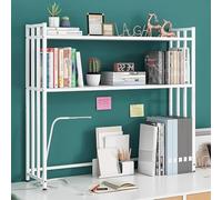 RCJCQSR Libreria da scrivania a 2 livelli, in metallo, organizer da scrivania per computer, espositore regolabile, organizer per casa, ufficio, dormitorio (dimensioni: 95 cm, colore: bianco)
