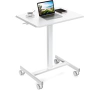 RCJCQSR Piccola scrivania in piedi regolabile in altezza, portatile con ruote bloccabili, scrivania per casa e ufficio (colore: bianco)