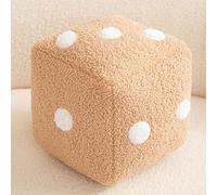 RCJCQSR Pouf ottomano quadrato in finta lana di agnello, poggiapiedi stile cartone animato, morbido pouf con cerniera invisibile, per soggiorno e camera da letto (dimensioni: 20 cm, colore: marrone)