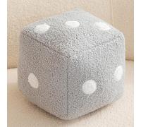 RCJCQSR Pouf ottomano quadrato in finta lana di agnello, poggiapiedi stile cartone animato, morbido pouf sfocato, con cerniera invisibile, per soggiorno e camera da letto (dimensioni: 30 cm, colore