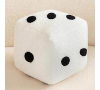 RCJCQSR Pouf ottomano quadrato in finta lana di agnello, poggiapiedi stile cartone animato, morbido pouf a cubo con cerniera invisibile, per soggiorno e camera da letto (dimensioni: 20 cm, colore