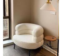 RCJCQSR Sedia moderna d'accento, poltrona singola in sherpa con schienale curvo, per soggiorno, camera da letto, salone, ufficio (colore: bianco)
