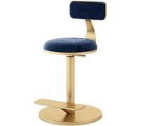 RCJCQSR Sgabello rotondo girevole da toeletta regolabile con poggiapiedi, per bagno e toeletta, grazioso sgabello per trucco, sedia imbottita in velluto (colore: blu)
