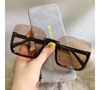 RCJOLLZ Occhiali da Sole Vintage sfumati Donna Uomo Occhiali da Sole Oversize alla Moda Occhiali Neri a Metࠠ Stile Coreano