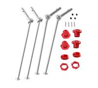 RCMYou Assi albero motore aggiornamenti parte per Arrma 1/8 Kraton 6S BLX, Outcast 6S BLX, #45 acciaio 4PCS anteriore posteriore CVD albero di trasmissione argento, con dadi esagonali ruota rosso