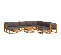 RCODSSK 11-tlg Gartensofa Set mit Kissen Akazienholz | Geflochtenes Seil, Modulares Design, Abnehmbare Bezuege, Belueftete Lamellen