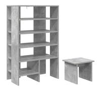 RCODSSK Schuhschrank mit Regal 2 Stück Beton Grau Holzwerkstoff | Stabile Konstruktion, Platzsparend 62x35x100 cm, Für Flur und Eingangsbereich, Einfache Montage