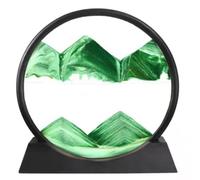 RCQD Sabbia Pictures for Turning, 3D scape - The Sand Art in Deep Sea, Flowing Painting, Picture, Gifts, Hourglass Decoration, Aesthetic for Office, Living Room, Desk, Adults, (verde, 18 cm)
