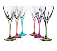 RCR Cristalleria Italiana S.p.a. Linea Fusion | Calici da Acqua e Vino in Vetro Bicchieri Moderni Colorati Set 6 Biccheri di Cristallo da 21 Cl