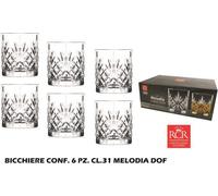 Set 6 Pz. Bicchieri Grandi in Vetro da Tavola Drink Melodia Dof Rilievo 340 ml