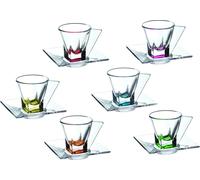 RCR LUXION SET 6 TAZZINE CAFFE' FUSION CON PIATTINO DI CRISTALLO