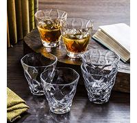 RCR Riflessi Samarcanda - Confezione da 6 bicchieri da whisky in cristallo da 330 ml, a coste, da 9 cm, per rum, acqua/whisky per bevande alcoliche e analcoliche, bicchieri per cocktail, pantaloncini