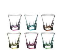 RCR Set 6 bicchierini liquore 60 ml, Ø 6 x H6 cm in vetro con fondo colorato - Fusion Color