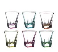 RCR Set 6 bicchierini liquore 60 ml, Ø 6 x H6 cm in vetro con fondo colorato - Fusion Color
