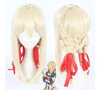 Rcrllya Anime Viola Evergarden Cosplay Parrucca Breve Rettilineo Parrucche con La Frangetta Cosplay Accessori per Le Donne Ragazze Protezione della Parrucca