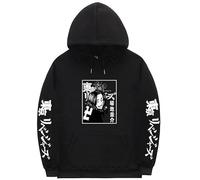 Rcrllya Felpe Anime Tokyo Revengers Baji Keisuke Felpe con Cappuccio Felpa da Uomo Felpa con Cappuccio a Maniche Lunghe per Uomo Abbigliamento Hip Hop (Nero,M)