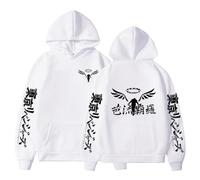 Rcrllya Felpe Anime Tokyo Revengers Gambar Valhalla Logo Felpe con Cappuccio Felpa da Uomo Felpa con Cappuccio a Maniche Lunghe per Uomo Abbigliamento Hip Hop (Bianco,M)