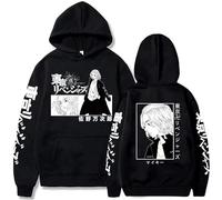 Rcrllya Felpe Anime Tokyo Revengers Manjiro Sano Felpe con Cappuccio Felpa da Uomo Manica Lunga con Cappuccio per Uomo Abbigliamento Hip Hop (Nero,XL)