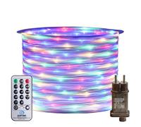 RcStarry Tubo luminoso da 10 m, 100 LED, funzionamento elettrico, con telecomando e timer, 8 modalità, diametro 3 mm, IP67, impermeabile, per interni ed esterni, Natale, fai da te, decorazione