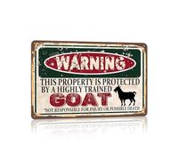 RCXsigns Targa in metallo con capra vintage, con scritta in lingua inglese "Warning this property is protected by a highly trained Goat Sign Funny Tin Signs 30,5 x 20,3 cm