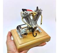 RCXTechPro H08 4.2CC Hoglet V-Twin Kit modello motore quattro tempi che funziona - OHV Mini motore in metallo con avviamento a pedale retrò modello funzionale per adulti collezionisti e hobbisti