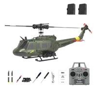 RCXTechPro RC ERA C032 UH-1 Huey RC Elicottero per adulti, scala 1/48 6CH 2.4G Flybarless Gyro Stabilizzato Aircraft con Posizionamento del flusso ottico e atterraggio One-Key -RTF/2 batteria