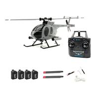 RCXTechPro RC-ERA C184 MD500 RC elicottero, 4CH singola elica 6-Axis Gyro stabilizzato aereo telecomando con flusso ottico e trasmettitore aggiornato per adulti -Grigio/4 batteria