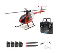 RCXTechPro RC-ERA C184 MD500 RC elicottero, 4CH singola elica 6-Axis Gyro stabilizzato aereo telecomando con flusso ottico e trasmettitore aggiornato per adulti -Red /4 batteria