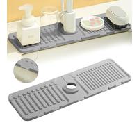 RCYHCY Tappetino per Rubinetto in Silicone, Paraspruzzi Lavello Cucina, Tappetino di Scarico per Rubinetti per Asciugatura Multiuso, Vassoio antigoccia per la Cucina Il Bagno e Il Bar (Grigio)