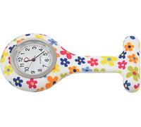 RDAHSUEHH Orologio da infermiera con spilla in silicone con quadrante colorato con motivo floreale per donne, dottori, infermieri, paramedici, Multicolore