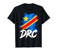 RDC Mappa Bandiera Pennellate Repubblica Democratica del Congo Maglietta