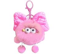 RDCIRP Grazioso portachiavi a forma di bricchetta, piccolo ciondolo a forma di bricchetta, portachiavi con ciondolo for borsa, peluche con design a bricchetta Bownot for zaini(rosa)