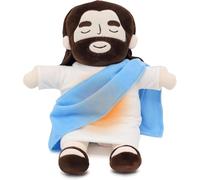 RDCIRP Peluche di Gesù Che Respira Con Musica e Luci - Bambola Rilassante per Sollievo dall'Ansia - Cuscino di Peluche Figure di Gesù (Blu)